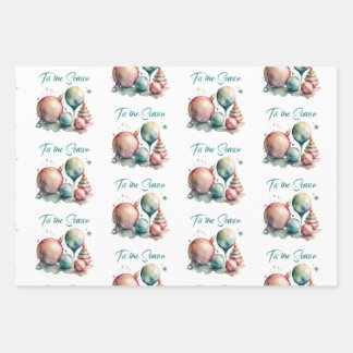 Watercolor Ornaments Christmas Wrapping Paper Sheet
