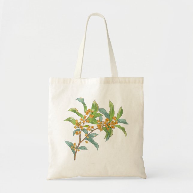 Watercolor Osmanthus Flower Illustration  Tote Bag (Front)