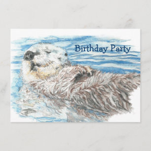 Watercolor Otter Animal BIRTHDAY Fun PARTY Invite