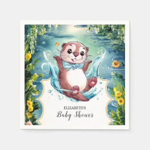Watercolor Otter Baby Shower Napkin