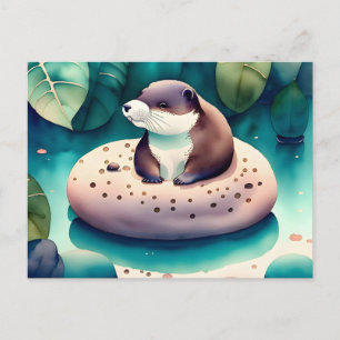 Watercolor Otter, Postcrossing Postcard