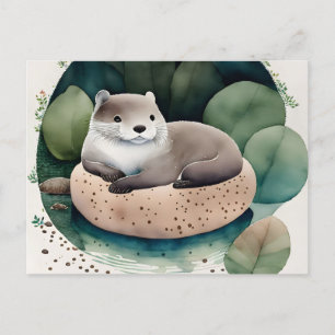 Watercolor Otter, Postcrossing Postcard
