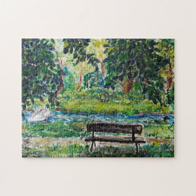 Watercolor - Our Bench - Choose Size Jigsaw Puzzle (Horizontal)