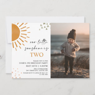 Watercolor Our Little Sunshine Photo Birthday Invitation