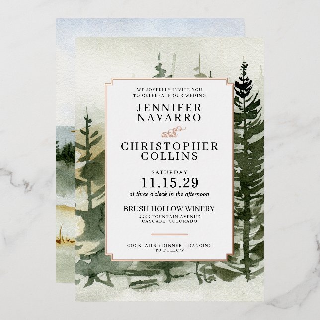 Watercolor Outdoorsy Wedding Invitation (Front/Back)