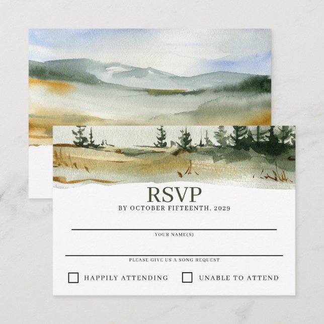 Watercolor Outdoorsy Wedding RSVP Card (Front/Back)