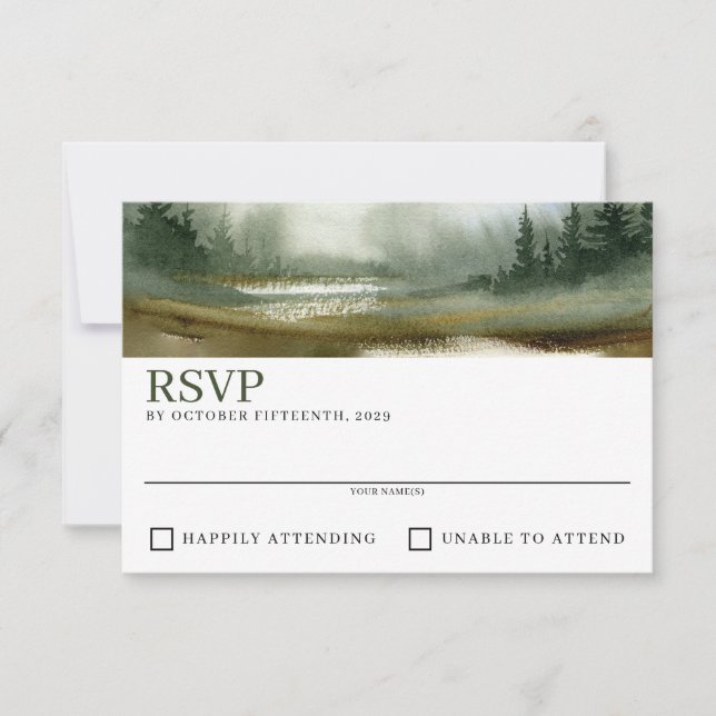Watercolor Outdoorsy Wedding RSVP Card (Front)