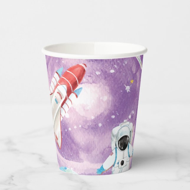 Watercolor Outer Space Paper Cups (Left)
