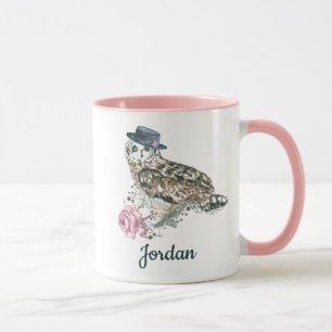 Watercolor Owl Add Your Name Mug