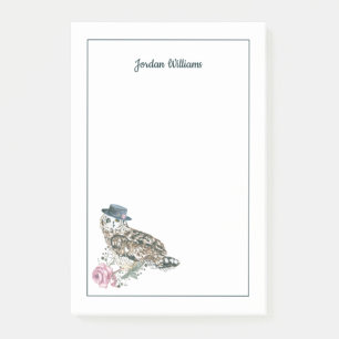 Watercolor Owl   Add Your Name Post-it Notes