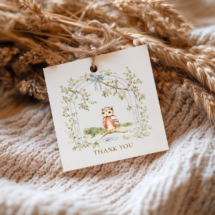 Watercolor Owl Arch Baby Shower Thank You Favour Tags