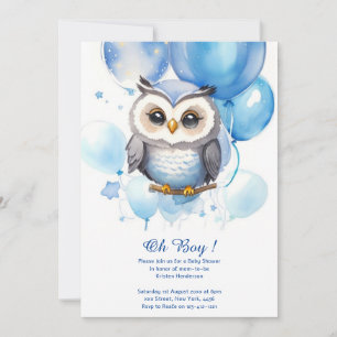 Watercolor Owl Baby Shower Invitation