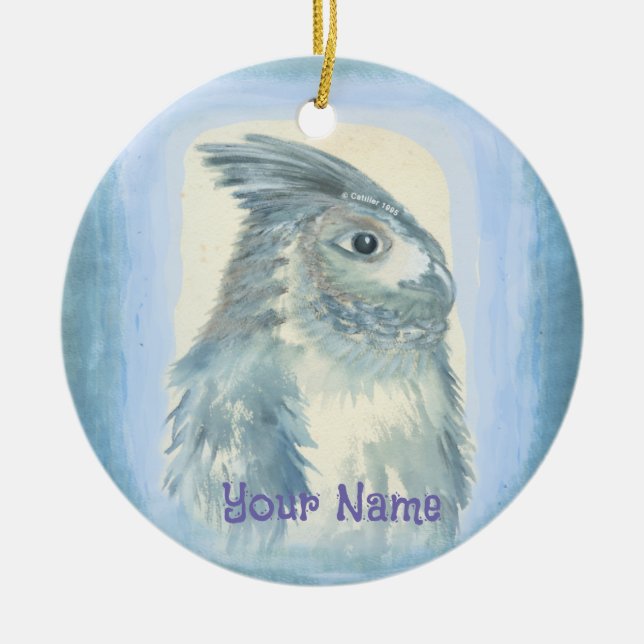 Watercolor Owl  Ceramic Tree Decoration (Front)