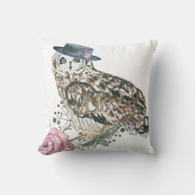 Watercolor Owl Cushion (Front)