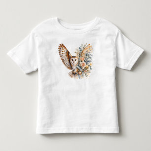 Watercolor Owl Floral PNG Bird Flowers Design Toddler T-Shirt