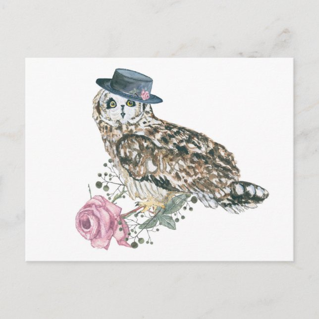Watercolor Owl Postcard (Front)
