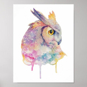 Watercolor Owl Poster