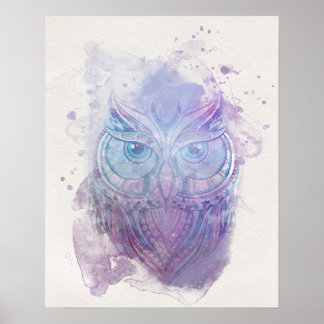 Watercolor Owl Poster