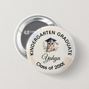 Watercolor Owl Pre-K Kindergarten Graduation 6 Cm Round Badge