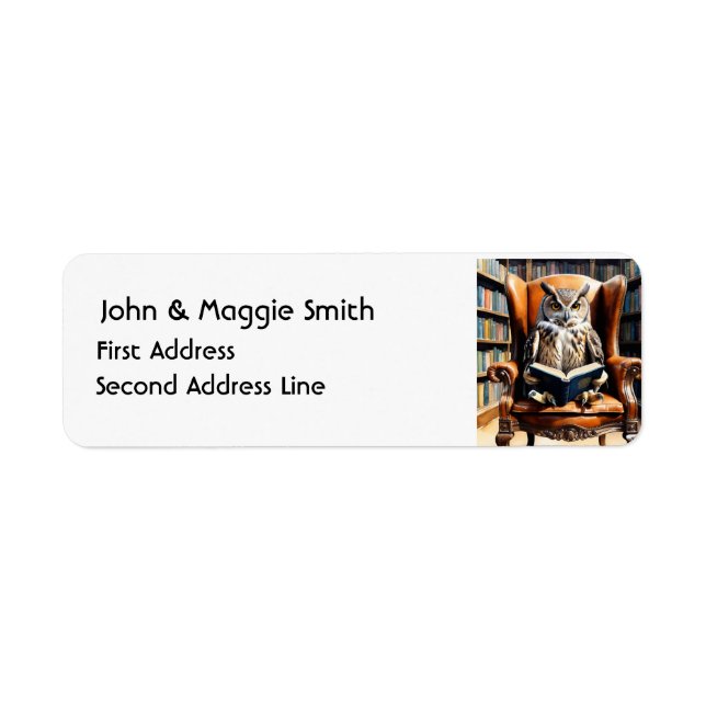 Watercolor Owl Reading Books Library Animal Art (Front)