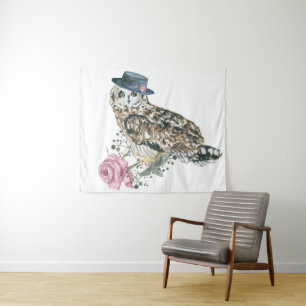 Watercolor Owl Tapestry