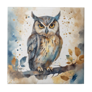 Watercolor Owl Tile