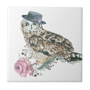 Watercolor Owl Tile