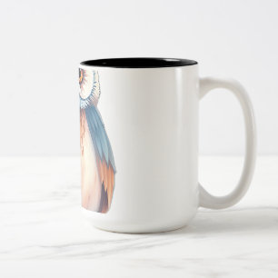 Watercolor Owl with Starry Elements Two-Tone Coffee Mug