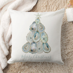 Watercolor Oyster Christmas Tree Cushion