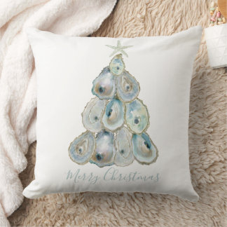 Watercolor Oyster Christmas Tree Cushion