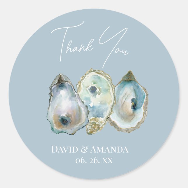 Watercolor Oyster  Classic Round Sticker (Front)