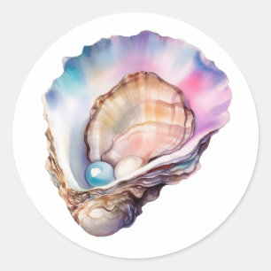 Watercolor Oyster Classic Round Sticker