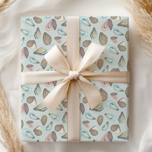Watercolor Oyster Coastal Sea  Wrapping Paper