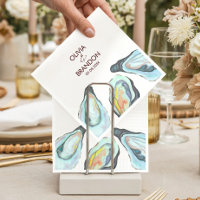 Watercolor Oyster Coastal Seaside Beach Wedding