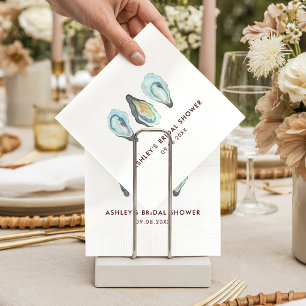 Watercolor Oyster Coastal Seaside Bridal Shower Napkin