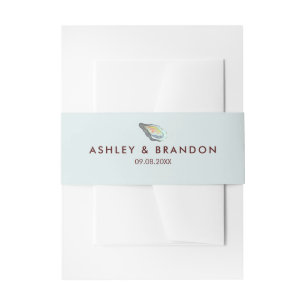 Watercolor Oyster Coastal Seaside Wedding Invitation Belly Band