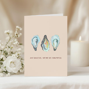 Watercolor Oyster Coastal Seaside Wedding Thank You Card