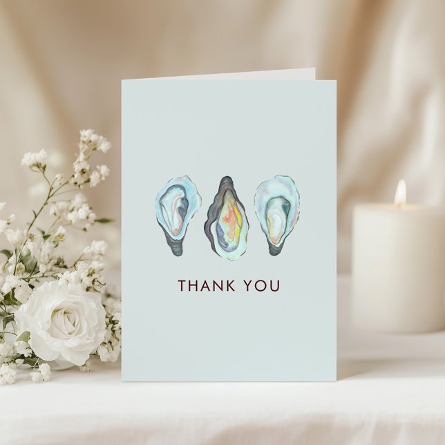 Watercolor Oyster Coastal Seaside Wedding Thank You Card (Creator Uploaded)