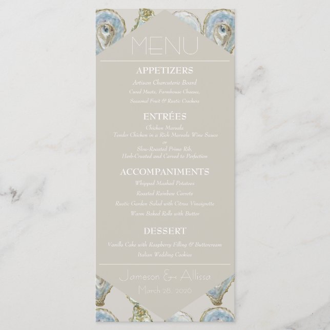 Watercolor Oyster Menu (Front)