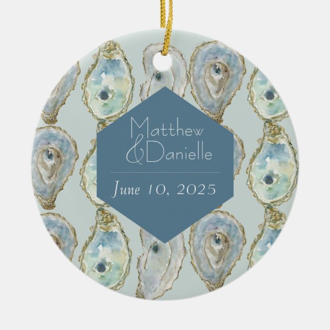 Watercolor Oyster Pattern Ornament (Front)