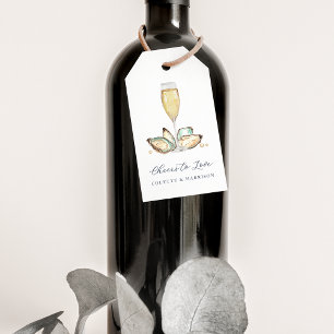 Watercolor Oyster & Pearl "Cheers to Love" Favor Gift Tags