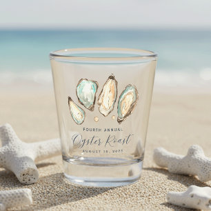 Watercolor Oyster & Pearl Oyster Roast Favor Shot Glass