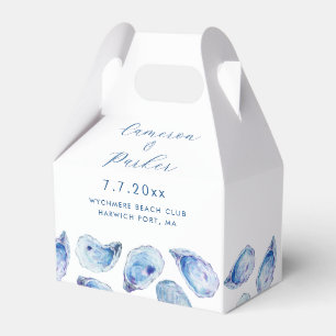 Watercolor Oyster Shell Blue and White Wedding Favour Box