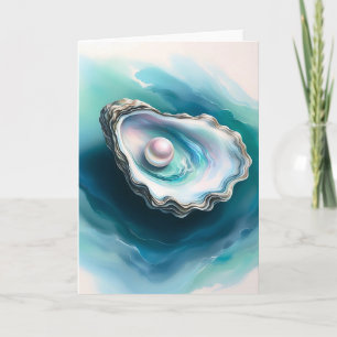 Watercolor Oyster Shell Iridescent Pearl Blank Card
