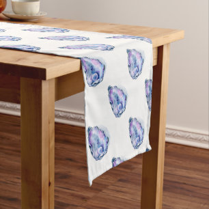 Watercolor oyster shell with pearl short table runner