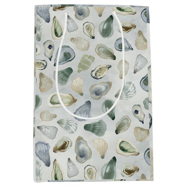 Watercolor Oyster Shells Gift Wrap Medium Gift Bag (Front)