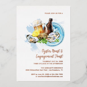 Watercolor Oysters and Beer Engagement Party