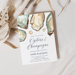 Watercolor Oysters & Champagne Rehearsal Dinner Invitation