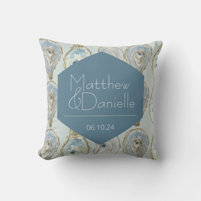 Watercolor Oysters Wedding  Cushion (Front)