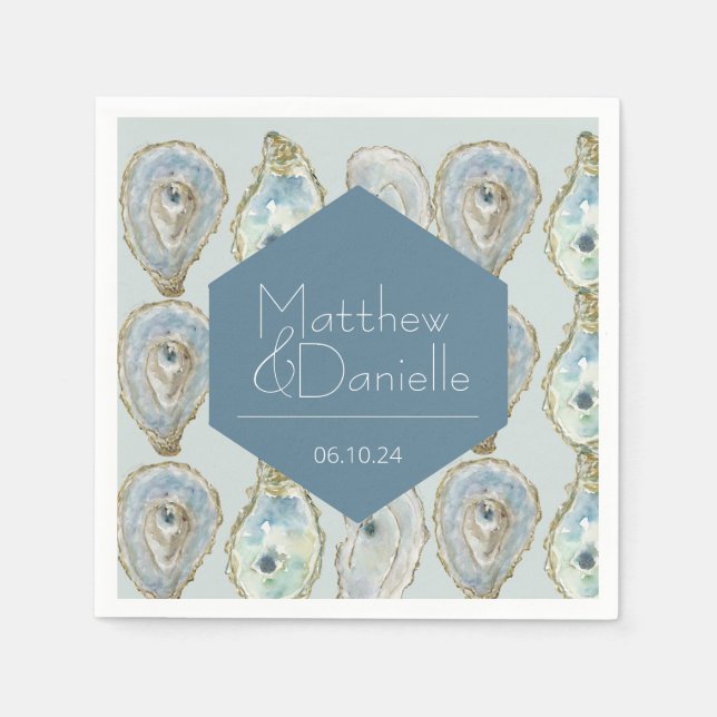 Watercolor Oysters Wedding  Napkin (Front)